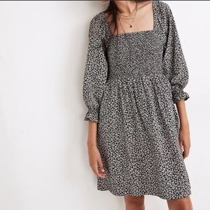 Madewell Lucie smocked mini dress in Parisian Ditsy